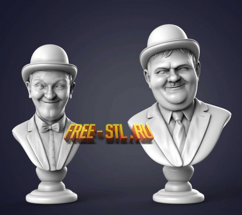 GELaurel and Hardy Busts 3D Printing Figurines Static