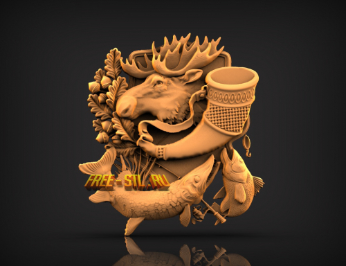 Щит охотников и рыболовов 3D модель free-stl.ru