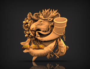 Щит охотников и рыболовов 3D модель free-stl.ru