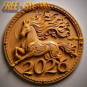 Символ 2026 года огненная лошадь 3D модель формат STL