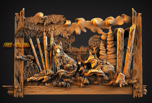 панно лисы 3D модель формат STL