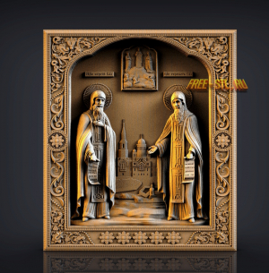 Святые Сергий и Герман 3D модель скачать икона